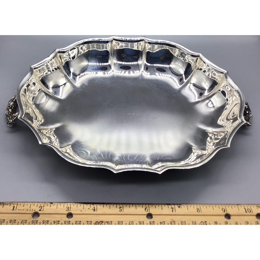 Vintage Silverplate Serving Dish 10" X‎ 8", Polished, Oval Scalloped